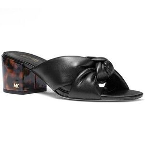 MICHAEL Michael Kors Josie Slip-On Knotted Sandals Block Heel Black Women's 5.5